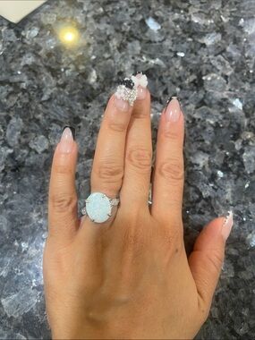Opal Halo Statement Ring in White Opal